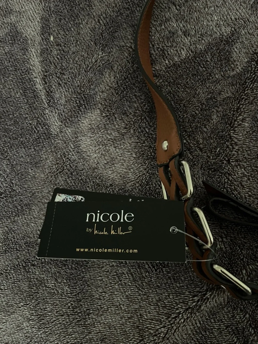 Nicole Miller Whisk Pebbled Faux Leather Shoulder Hobo with Chain-Link Strap